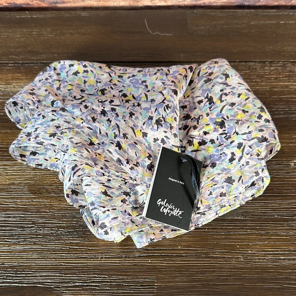 NWT! Galeries Lafayette Colorful Floral Silk Scarf!